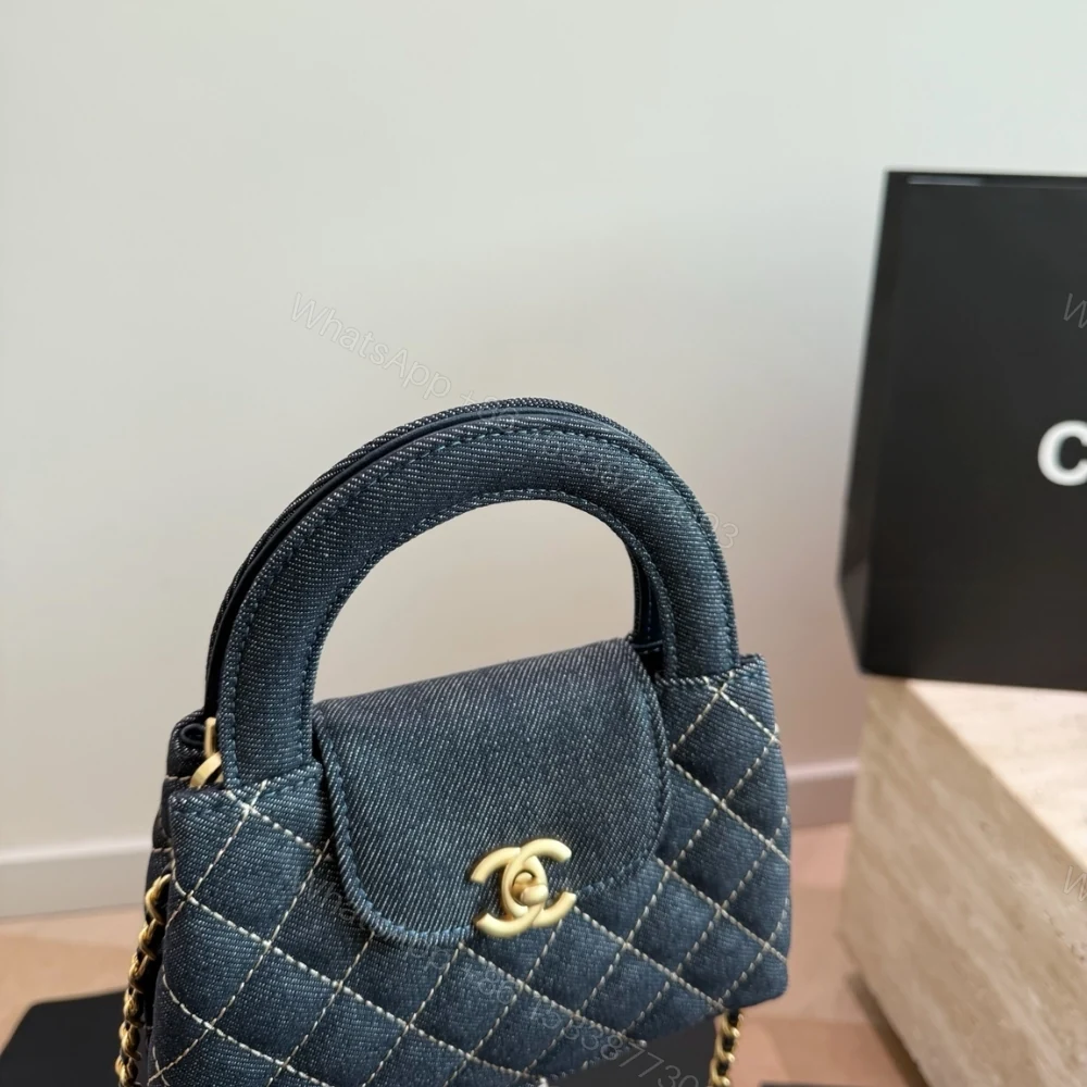 View 5 of Chanel Clutch With Strap Gold Metal Washed Denim Blue 19cm