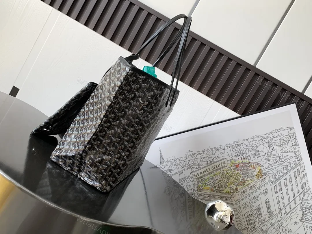 View 5 of Structured Tote: Goyard‐Inspired Pattern, Durable Craftsmanship