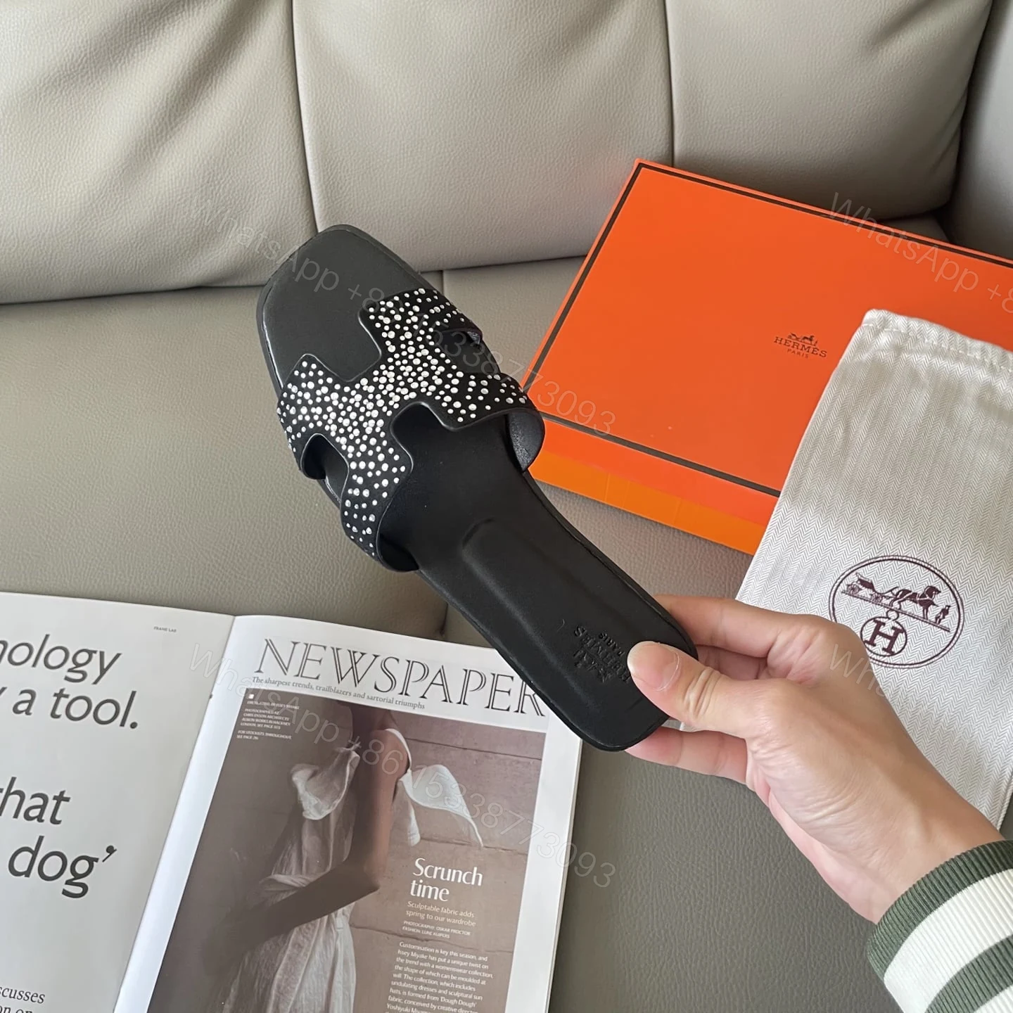 View 6 of HERMES ORAN SANDAL NOIR H222108Z 02360