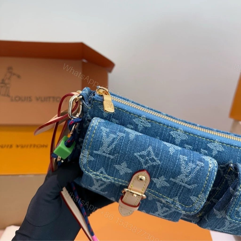 View 7 of Louis Vuitton Pochette Accessoire Cargo Blue Denim 23cm M27602