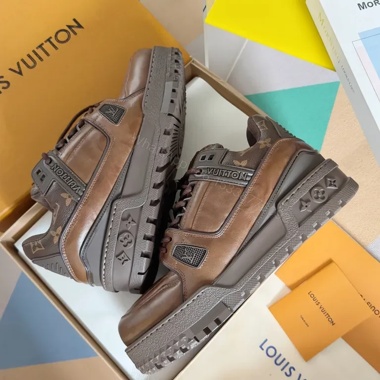 View 9 of Premium Leather LV-Detail High-Top Sneakers for All-Day Comfort