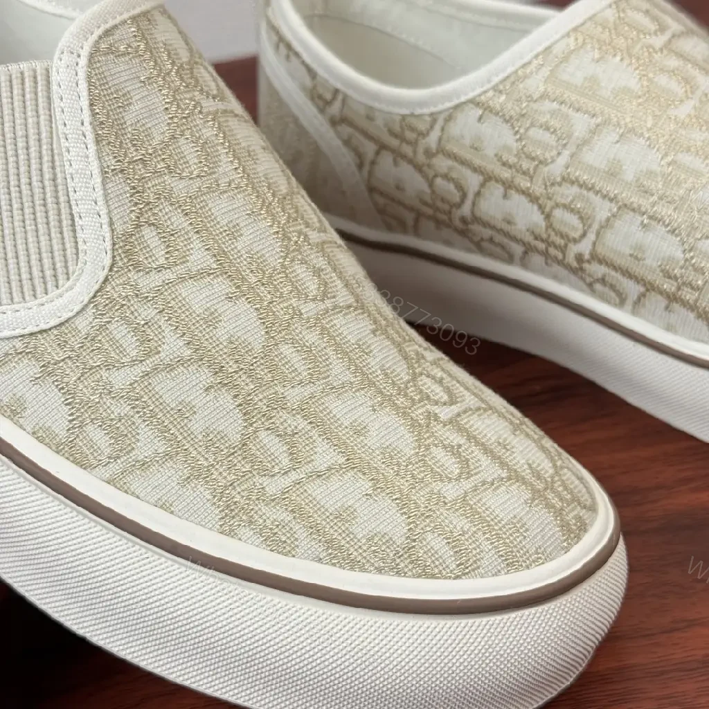View 2 of Beige Leather Slip-On Fashion Sneakers