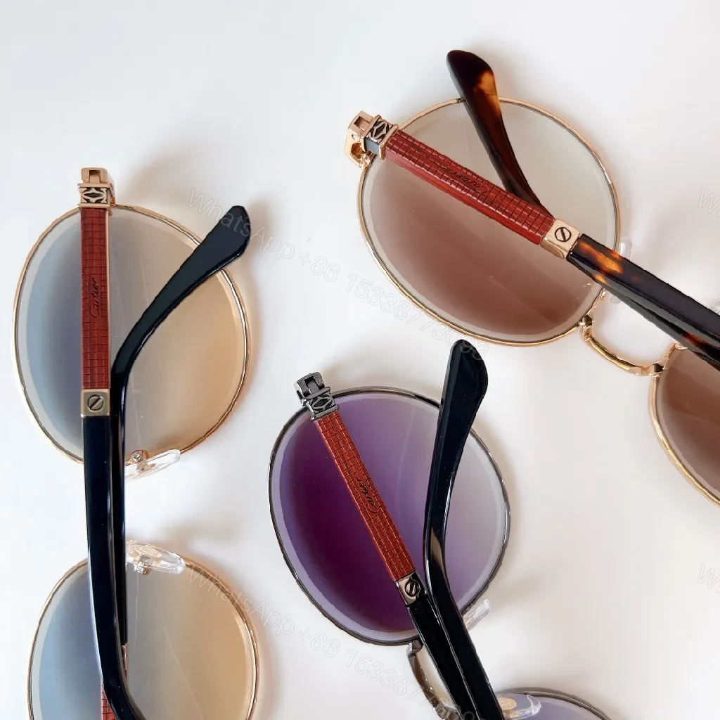 View 7 of Gold-Tone Round Sunglasses: Luxury-Casual, UV400 Protection