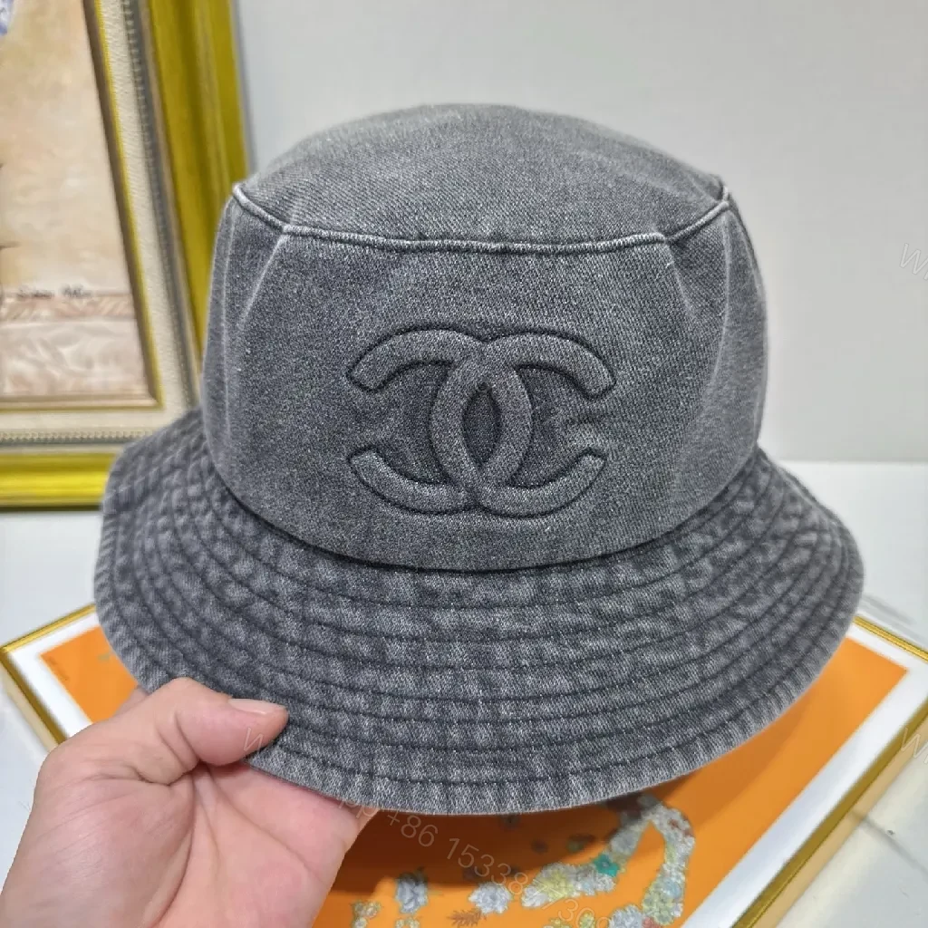 View 2 of Dark Denim Bucket Hat with Interlocking Logo, Lux Style