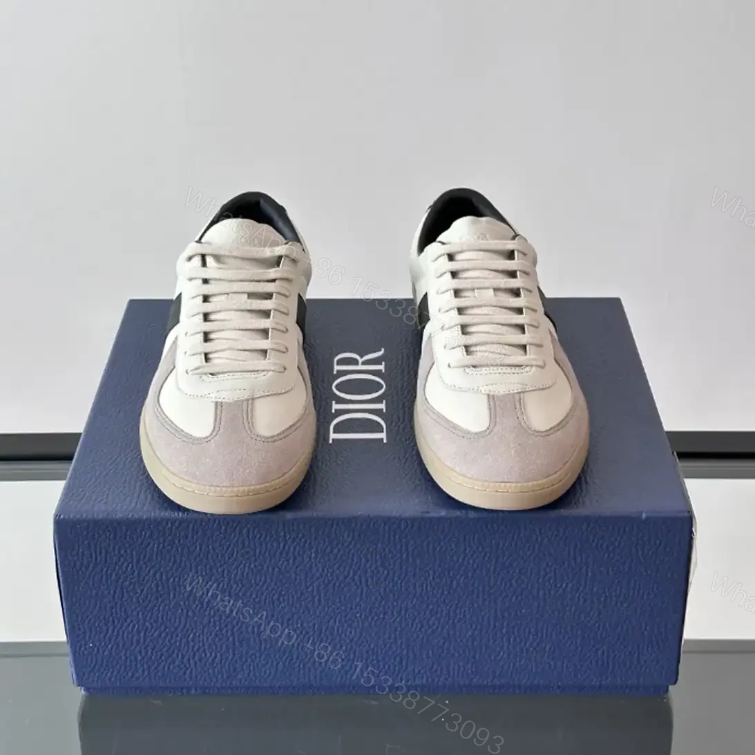 View 3 of DIOR B01 MATCHPOINT SNEAKERS BLACK AND WHITE SMOOTH CALFSKIN WITH GRAY SUEDE – CD225