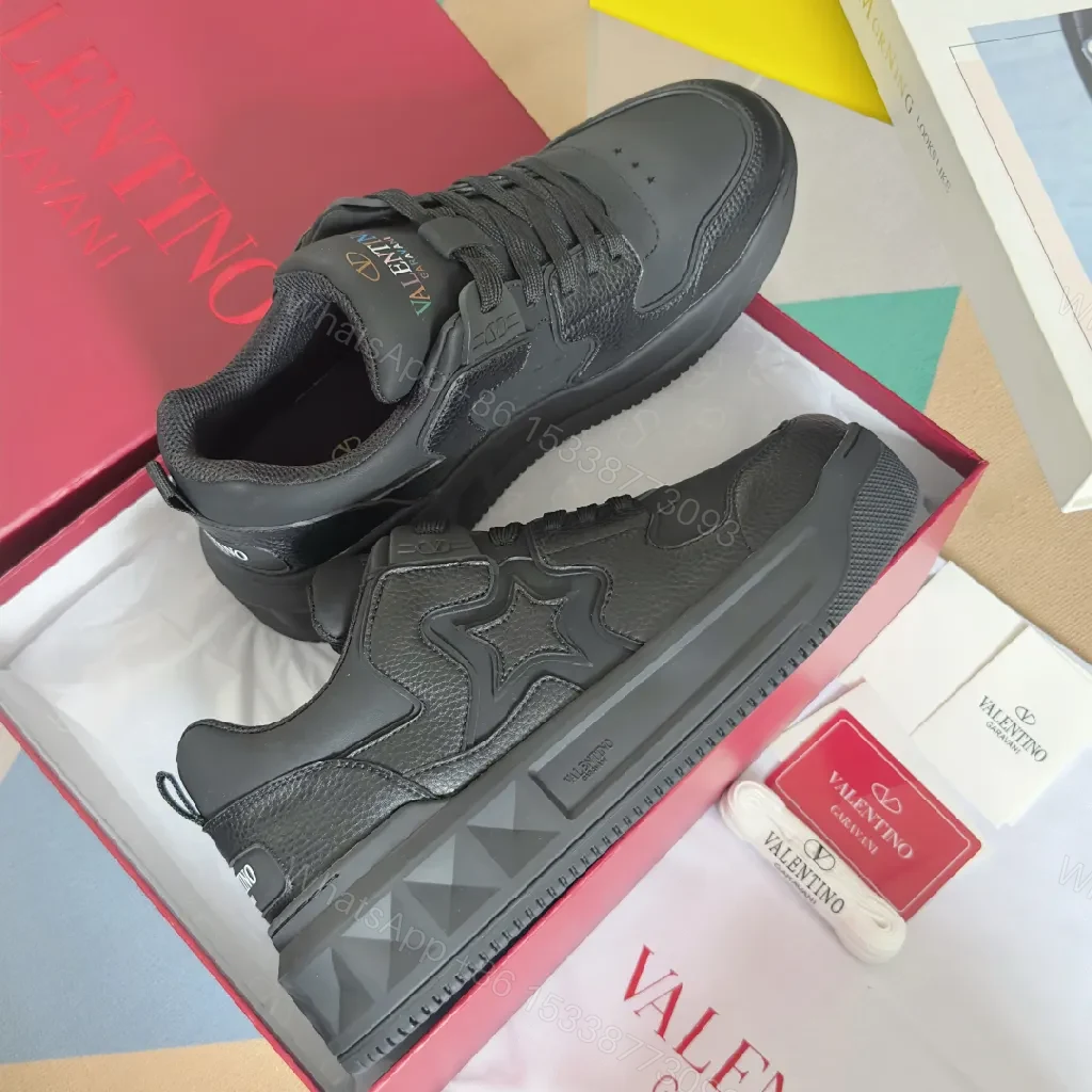 View 7 of All-Black Leather Sculpted Sneakers with Cushioned Comfort