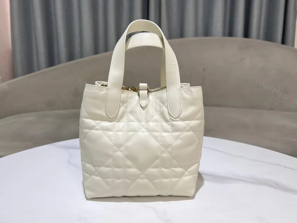 View 2 of Chic Quilted Mini Tote with Gold Dior Hardware