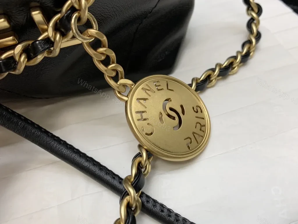 View 3 of Chanel-Inspired Black Quilted Mini Bag with Gold Chain