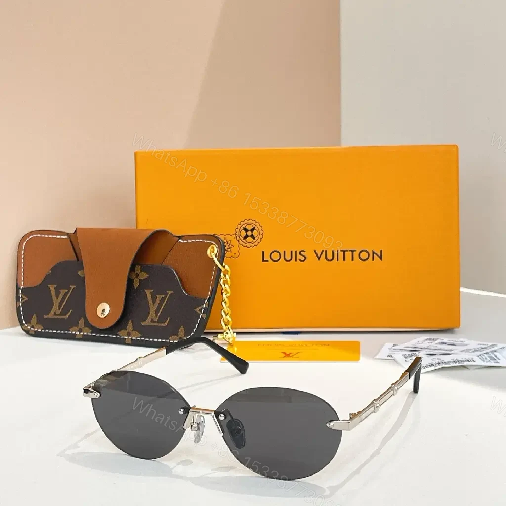 View 3 of Gradient Luxe Sunglasses Set: UV Lens, Monogram Case, Pouch