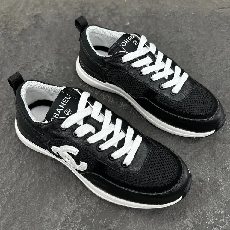 View 4 of Chanel-Inspired Trainer: Luxe Black Leather, Everyday Comfort