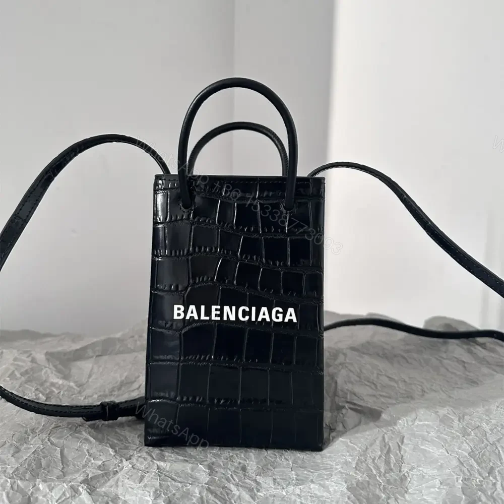 高仿Balenciaga迷你Tote包系列壓印皮黑色 — view 1