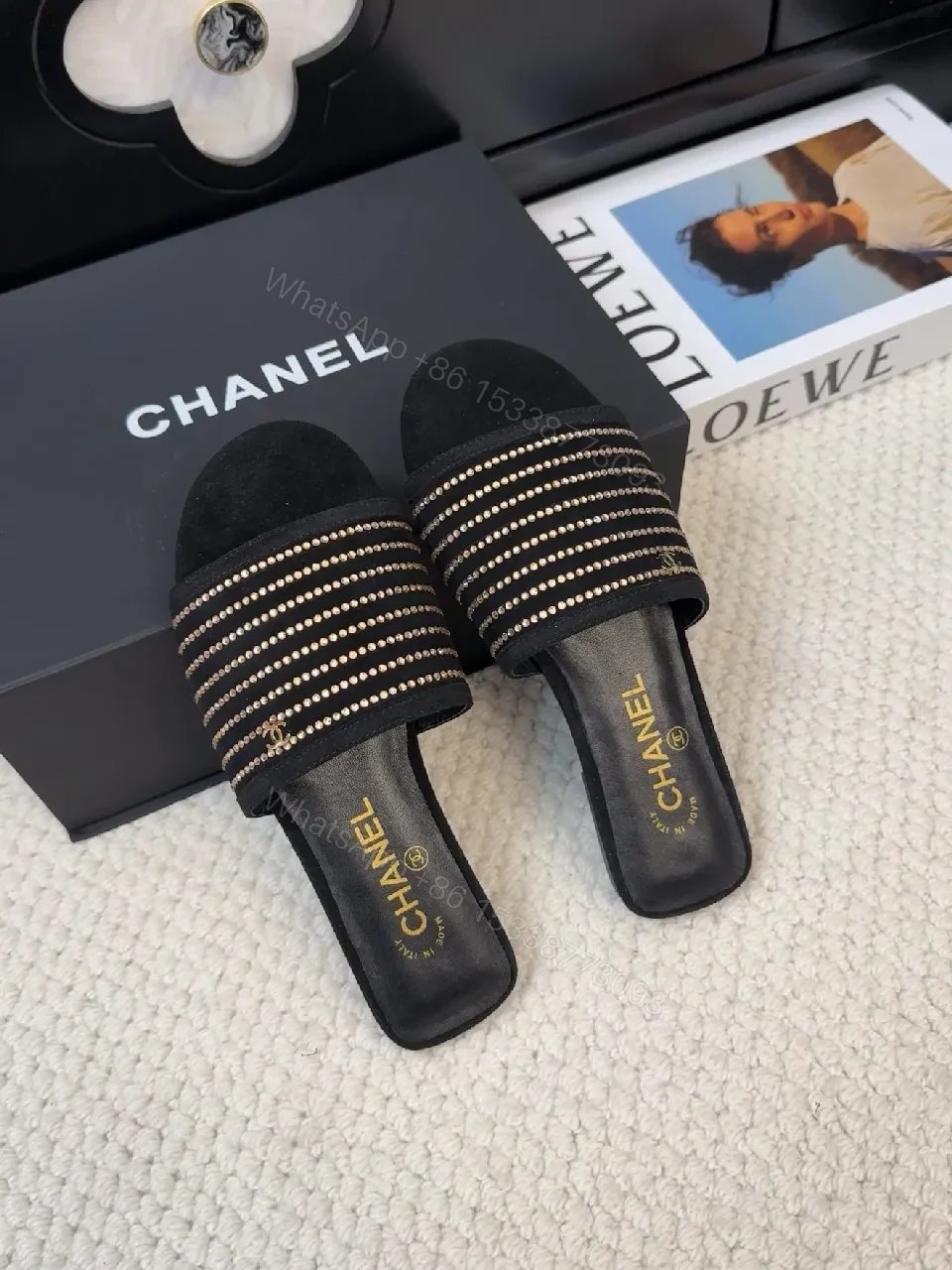 View 6 of Chic Slip-Ons: Striped Embellished Luxe Mules
