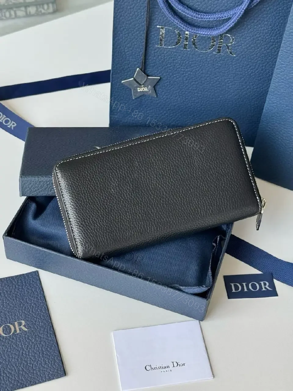 View 10 of Elegant Textured Calfskin Wallet — Wave Stitch, Dior-inspired Luxury