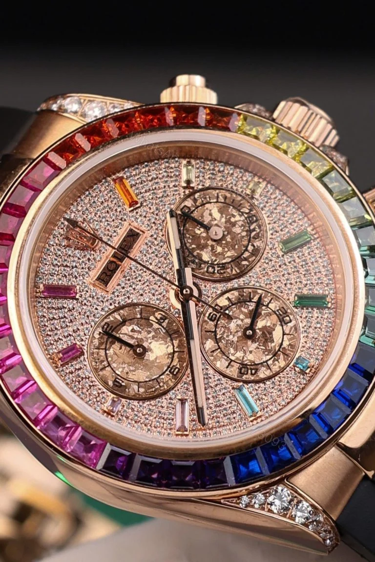 View 5 of Daytona 40mm Super Clone Rainbow Bezel Rubber Strap