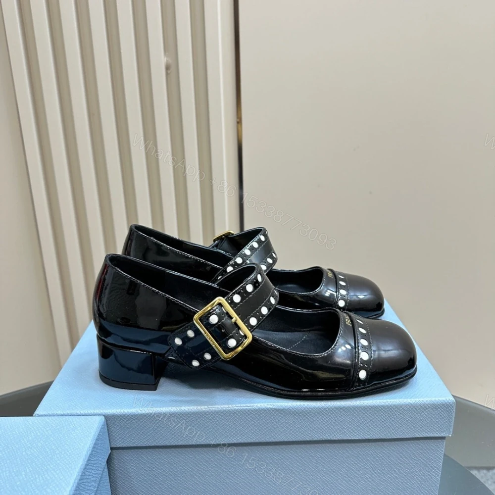 View 4 of 高仿Prada*Patent系列1I816N粗跟瑪麗珍鞋鞋漆皮3.5CM黑色免檢版