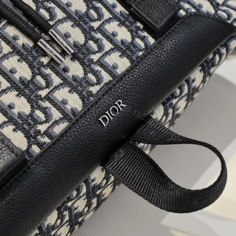 View 5 of Monogram Backpack: Dior Oblique, Blackâ€“Ivory, Structured Design