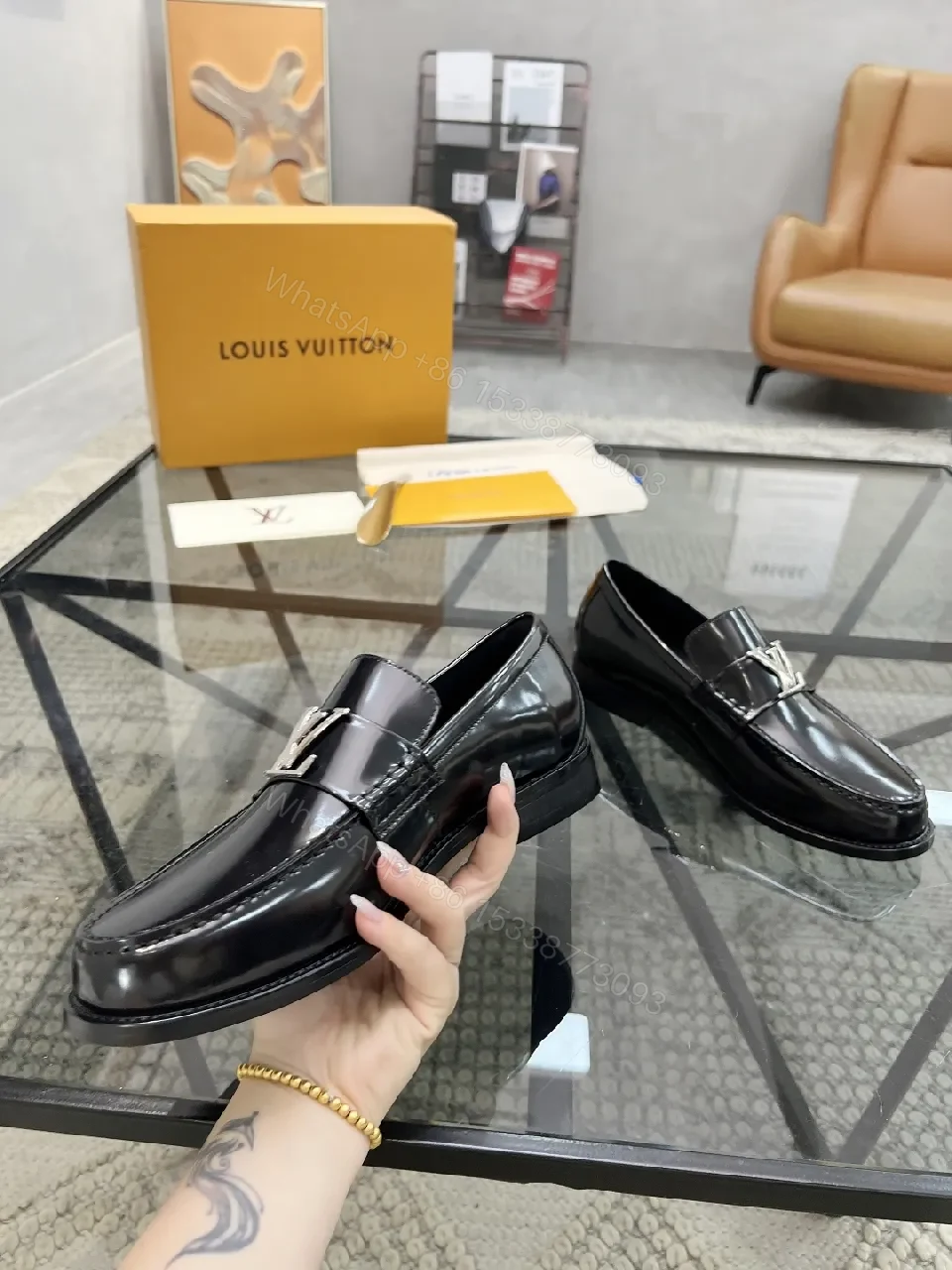 View 7 of Classic Black Leather Loafers with Luxe Hardware