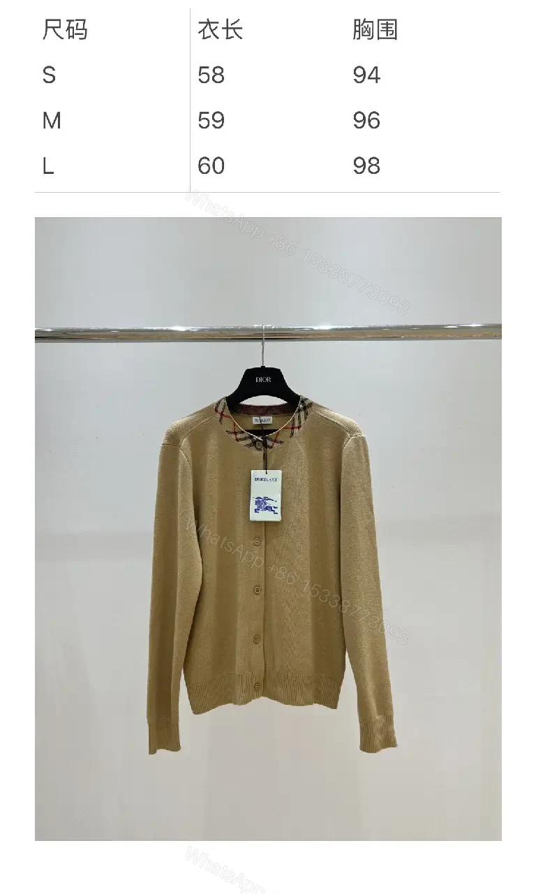 View 3 of Warm Camel Merino Knit Cardigan with Luxe Interior Check