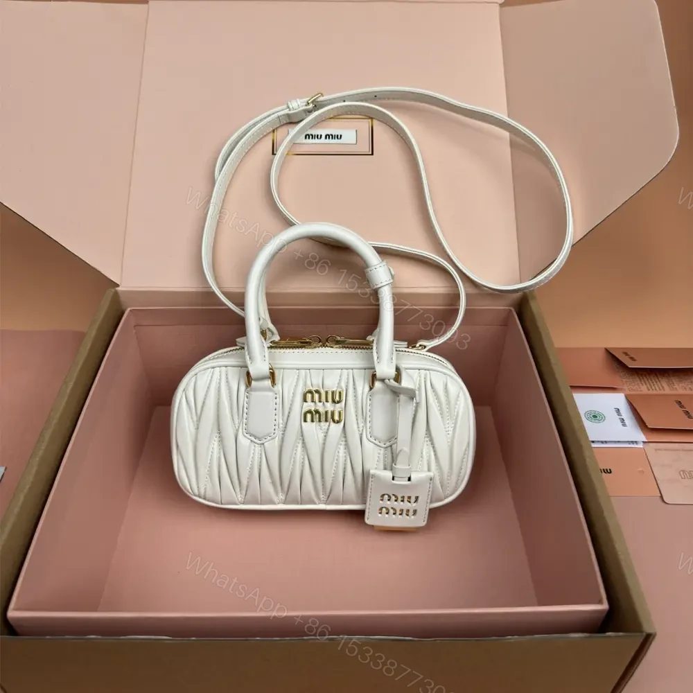 View 9 of 高仿miumiu*Arcadie系列5BP088小羊皮手袋白色Mini免檢版