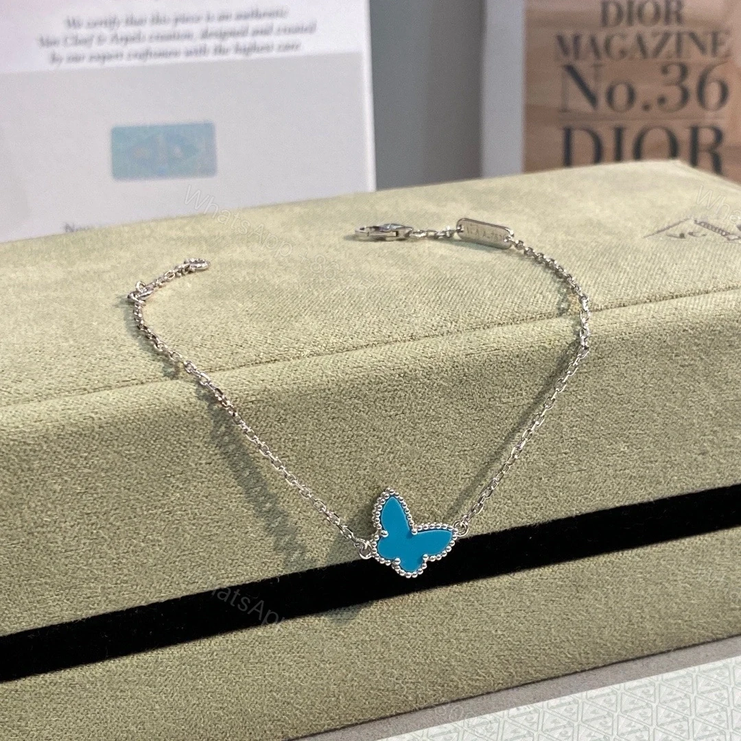View 11 of 高仿首飾VanCleef&Arpels*ARF80400蝴蝶綠松石白金手鏈