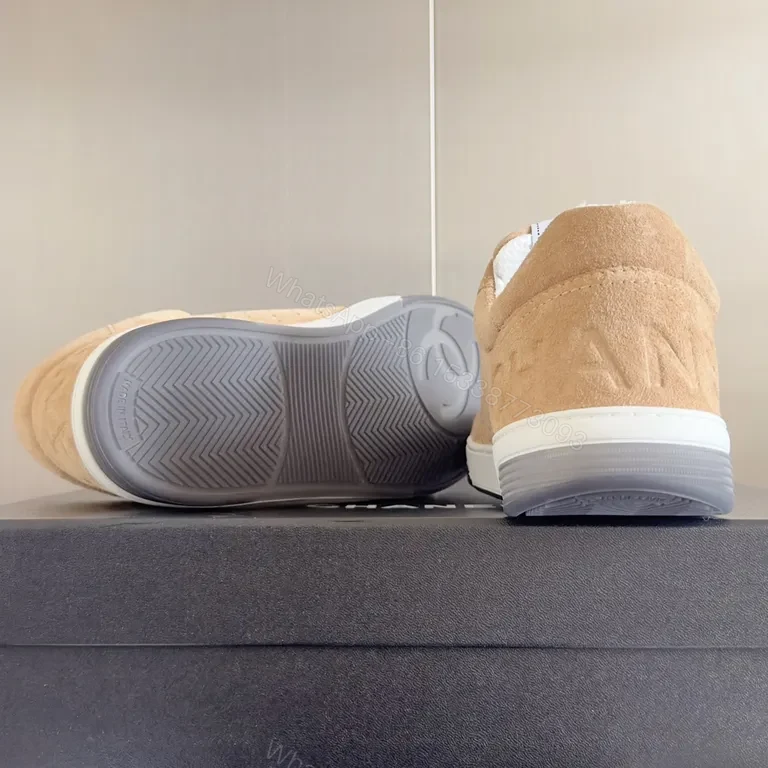 View 6 of Nude Suede Chanel-Inspired Casual Sneakers with Comfort-Boost