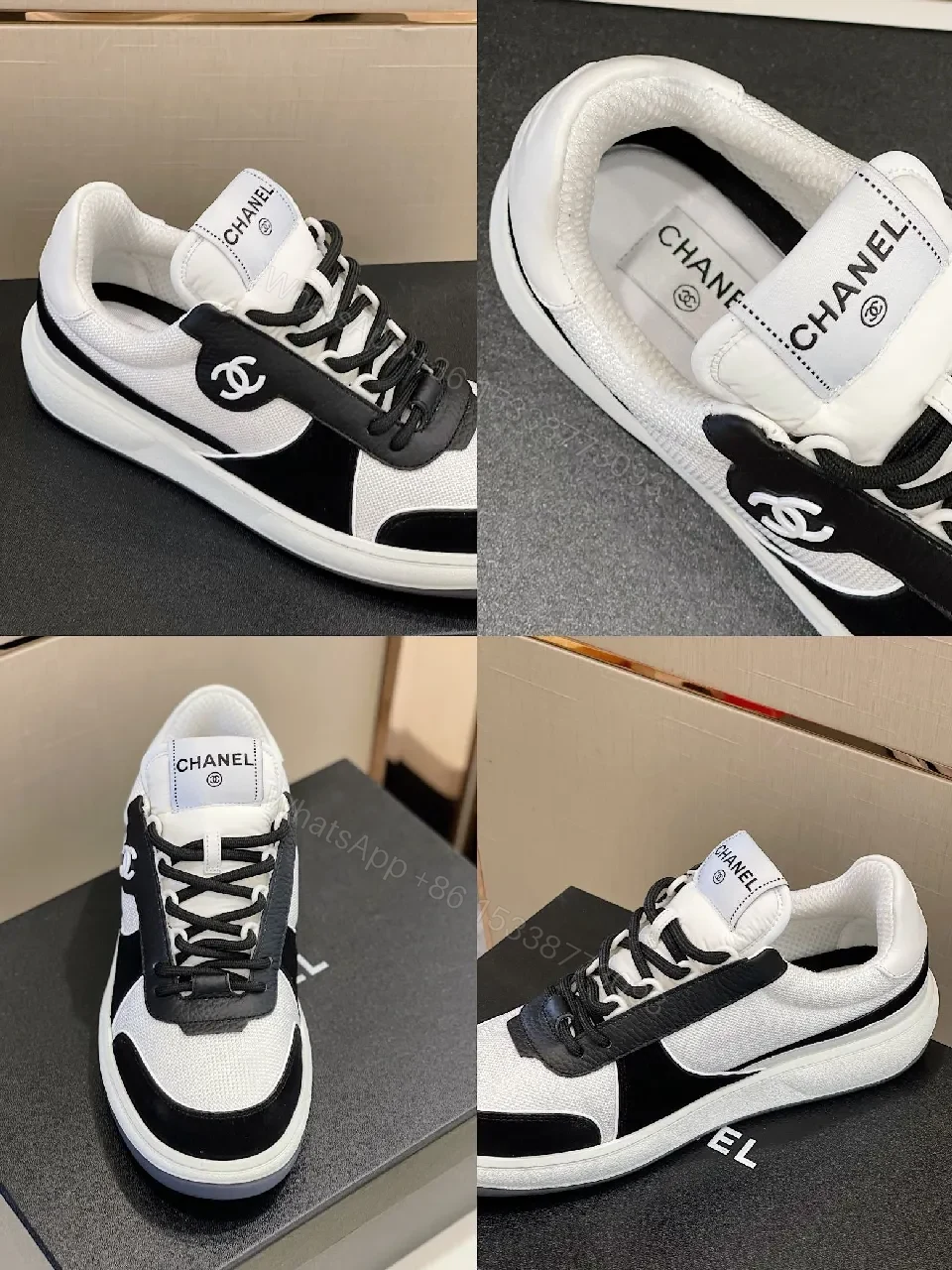 View 4 of Black & White Mesh-Suede Sneaker: Everyday Luxury Comfort
