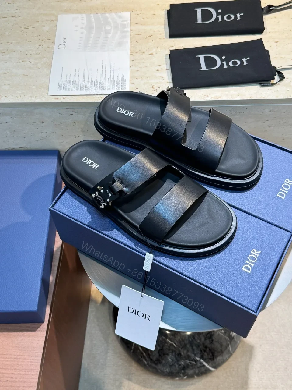Bold Minimalism Leather Sandals with Cushioned Footbed — view 1