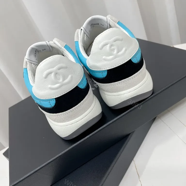 View 3 of Quilted Blue Chanel-Inspired Casual Luxury Sneakers