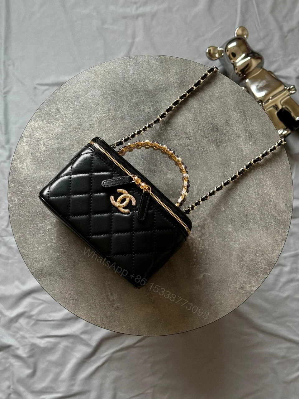 View 3 of Chanel Small Top Handle Vanity Case With Chain