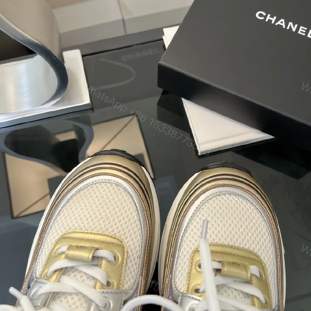 View 7 of Metallic Sneakers Sculpted Panels logo-Detail Fashion Sneaker