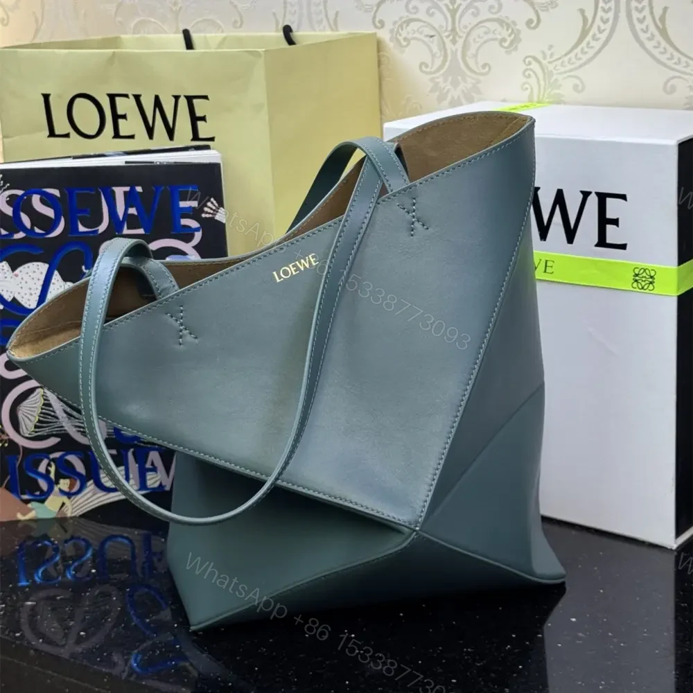 View 4 of 高仿Loewe*Fold系列4535小牛皮Tote手袋綠色中號免檢版