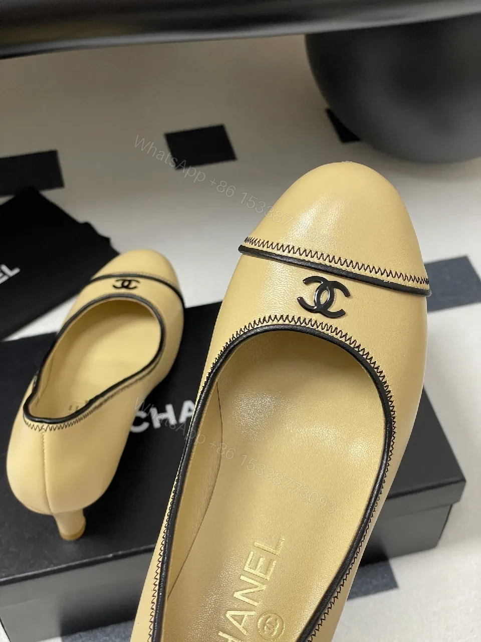 View 2 of Cream Leather Pumps: Chic, Subtle Stitch Detailing, All-Day Comfort