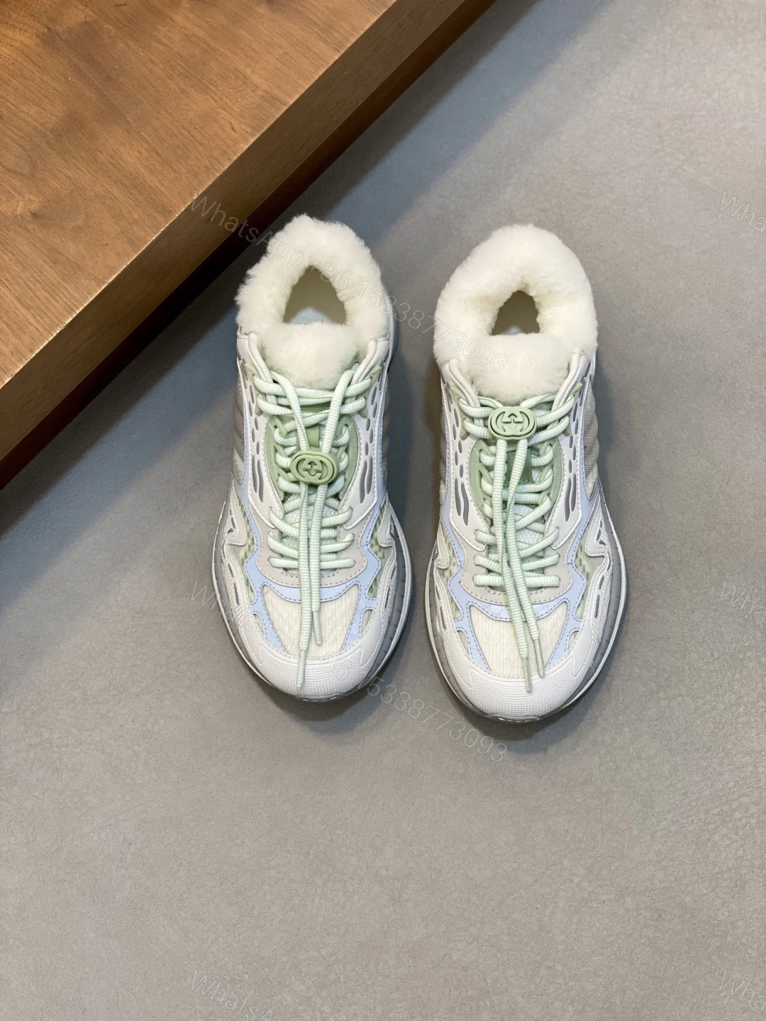 Gucci高仿女款加絨老爹鞋 白薄荷配色內裡保暖設計 — view 1