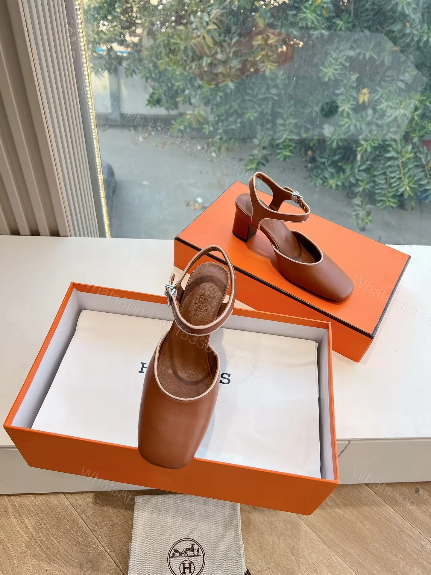 View 5 of Hermes Women Brown Leather Heels