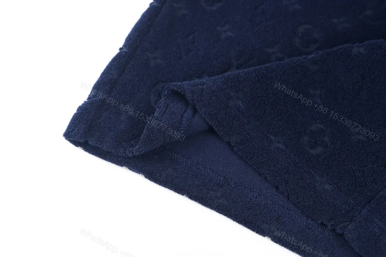 View 10 of Navy Cotton Louis Vuitton-Patterned Drawstring Shorts