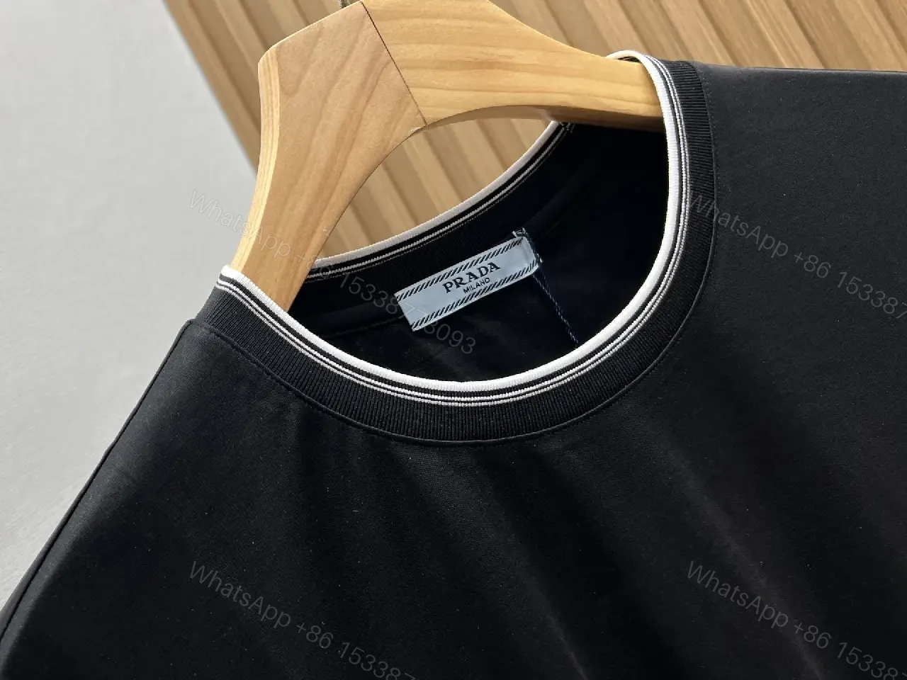 View 6 of Black Cotton T-Shirt Modern Minimalist Prada Tee