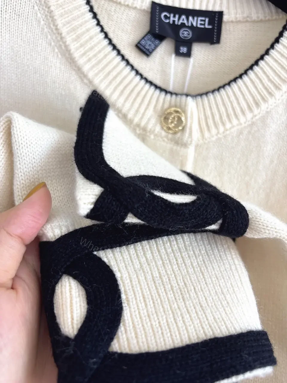 View 2 of Cream Knit Cardigan: Clean Lines, Subtle Contrast, Everyday Luxury