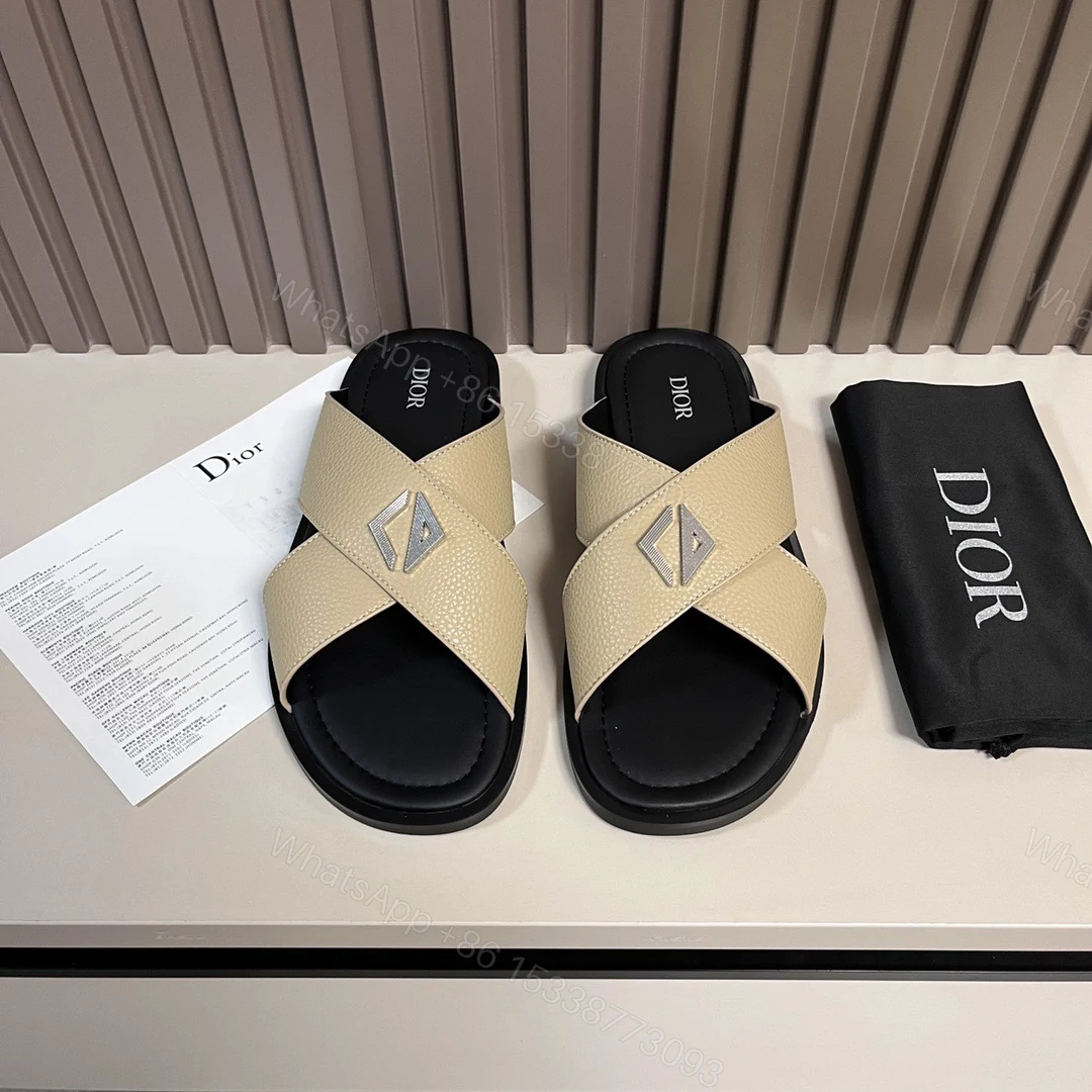 Dior 一比一 男款 交叉皮革拖鞋 時尚休閒款 — view 1