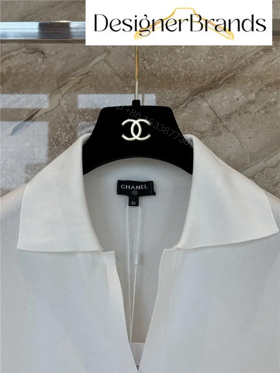 View 2 of Chanel White Long-Sleeve Collared Knit Sweater