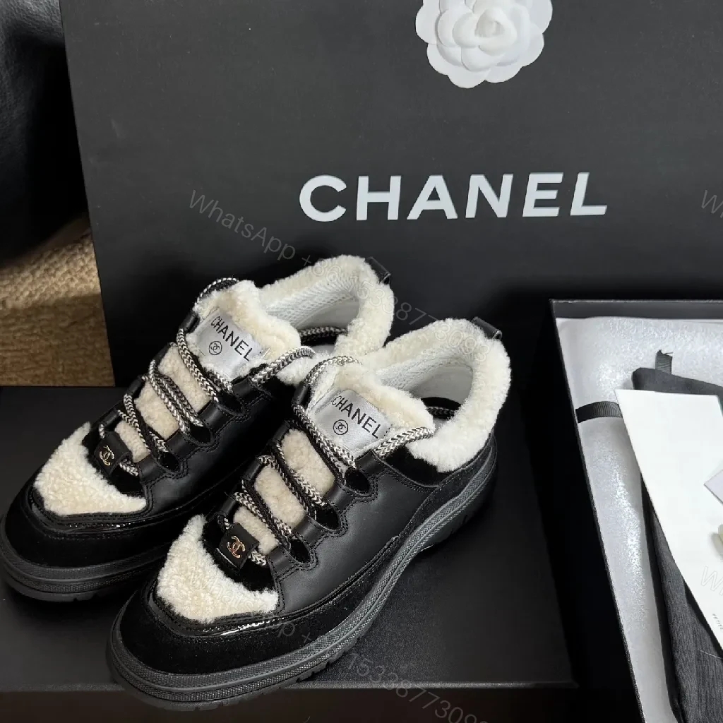 View 8 of Chunky Luxe Shearling Lace-Up Sneakers - Premium Comfort
