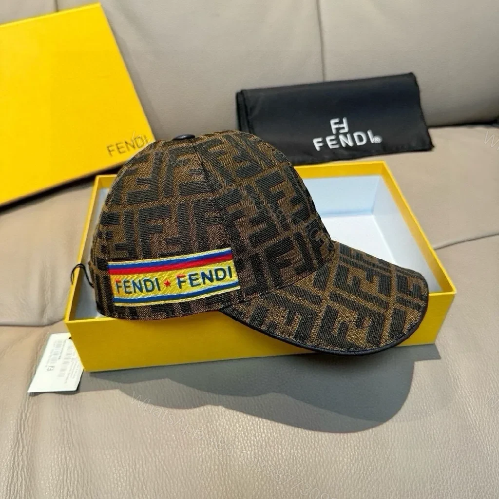 View 2 of Monogram Logo Cap with Rainbow Stripe, Lux Canvas, Curved Brim