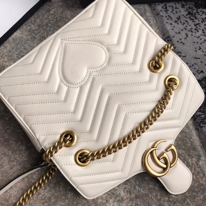 View 4 of Gucci GG Marmont Mini Shoulder Bag White Matelassé 22Cm 446744 DTDIT 9022