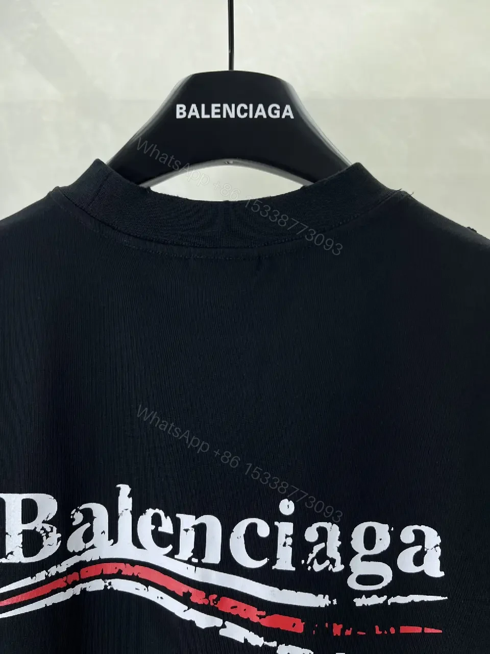 View 9 of Black Cotton Loose Tee Logo Crewneck Short-Sleeve T-Shirt