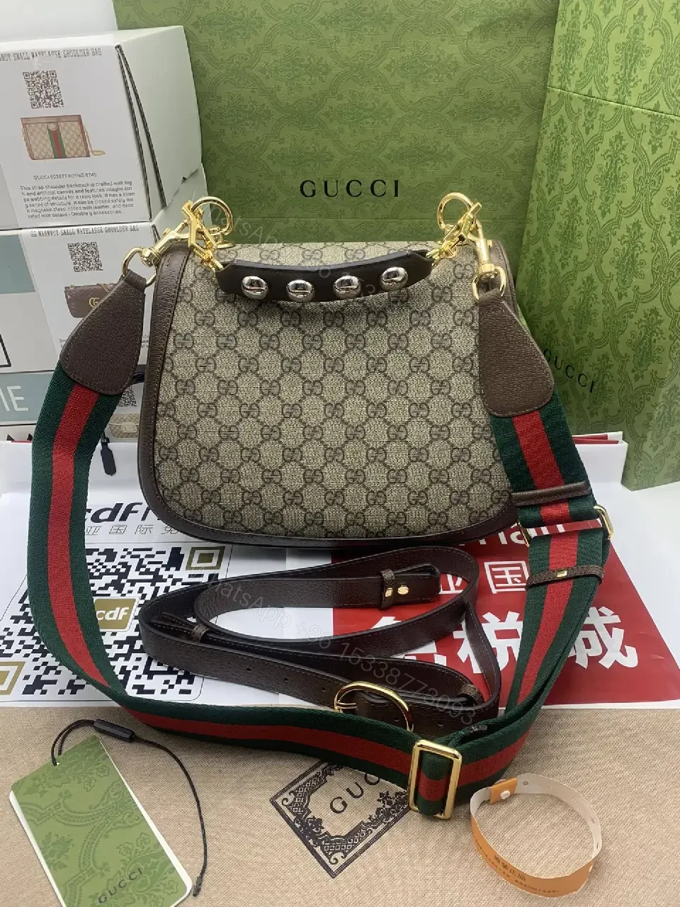 View 5 of Gold Hardware GG Supreme Shoulder Bag - Everyday Luxury Tote