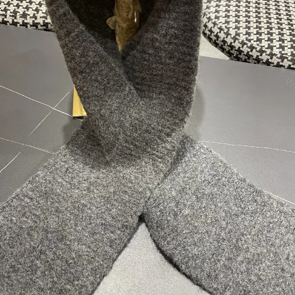 View 2 of Charcoal Wool-Blend Hooded Scarf: Luxe, Textured Warmth