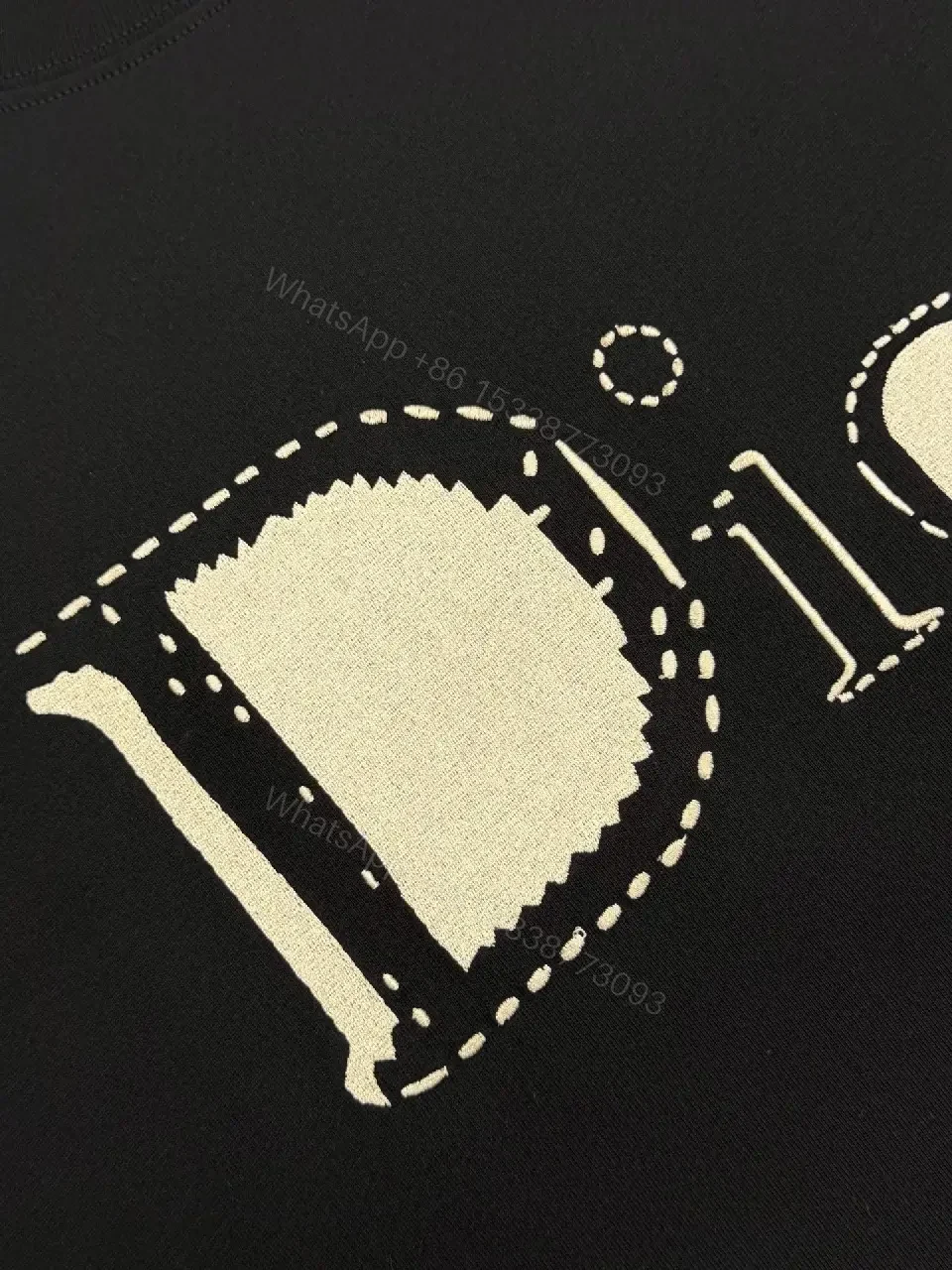 View 6 of Bold Black Cotton Tee: Subtle Luxe Dior Graphic