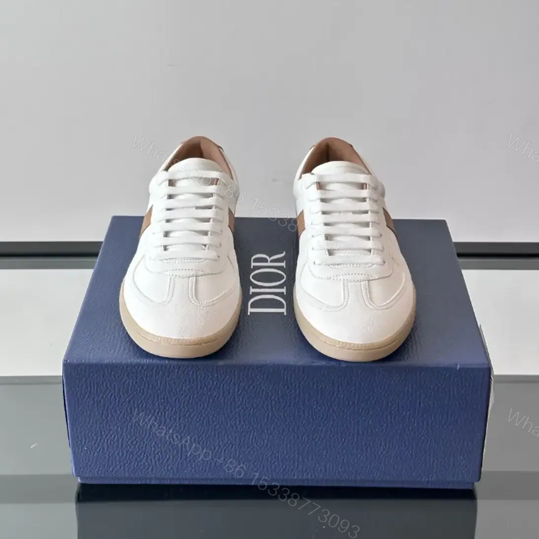 View 3 of DIOR B01 MATCHPOINT SNEAKERS COGNAC AND WHITE SMOOTH CALFSKIN WITH WHITE SUEDE – CD226