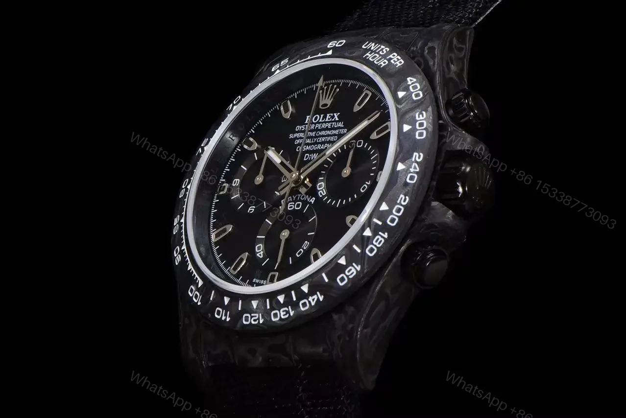 View 9 of Replica DiW Rolex Daytona Black & Gold Carbon