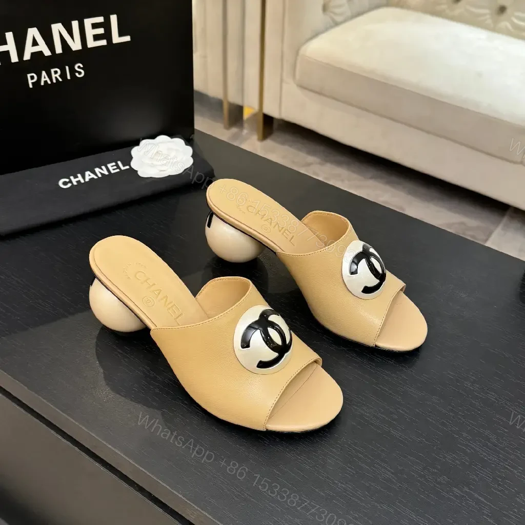 View 7 of Open-Back Logo-Accent Slide Heels: Everyday Luxe Comfort