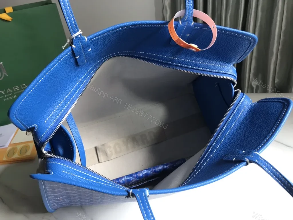 View 6 of Blue Goyard-Inspired Patterned Handbag: Luxe Everyday Tote